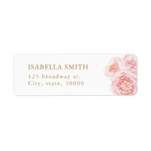 Elegant blush watercolor floral return address