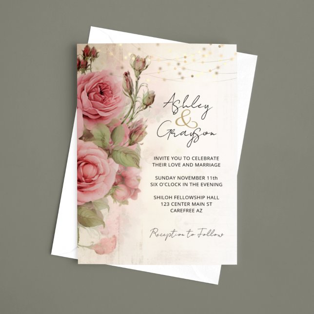 Elegant Blush Watercolor Floral Wedding Invitation (Creator Uploaded)