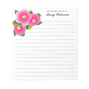 Elegant Blush Watercolor Flowers Personalised Notepad