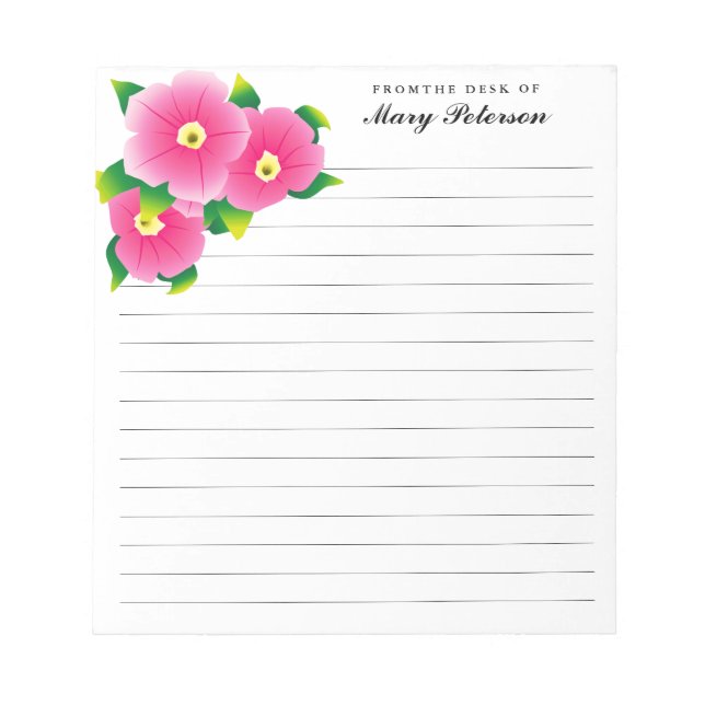 Elegant Blush Watercolor Flowers Personalised Notepad (Front)