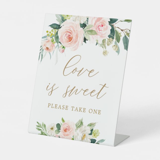 Elegant Blush Watercolor Love Is Sweet Sign (Front)