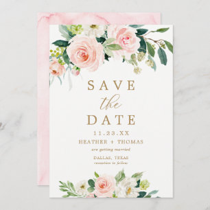 Elegant Blush Watercolor Save the Date Cards