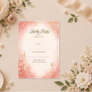 Elegant Blush Watercolor Wedding RSVP Card