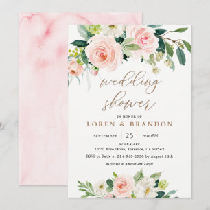 Elegant Blush Watercolor Wedding Shower Invitation