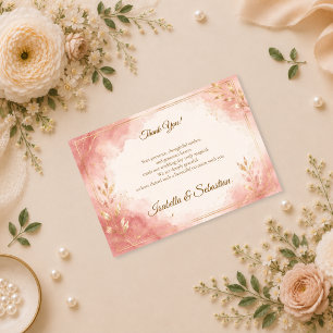 Elegant Blush Watercolor Wedding Thank You Card