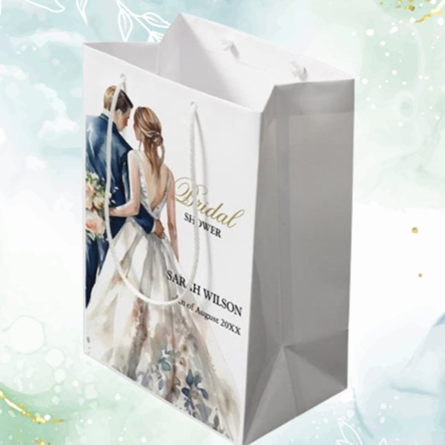 Elegant Blush Wedding Bridal Shower Medium Gift Bag (Celebrate your special day with our elegant blush wedding bridal shower gift bag)