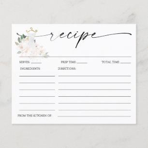 Elegant Blush Wedding Bridal Shower Recipe Card
