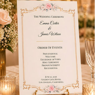 Elegant Blush Wedding Ceremony Program Invitation