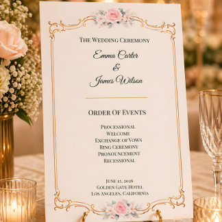 Elegant Blush Wedding Ceremony Program Invitation