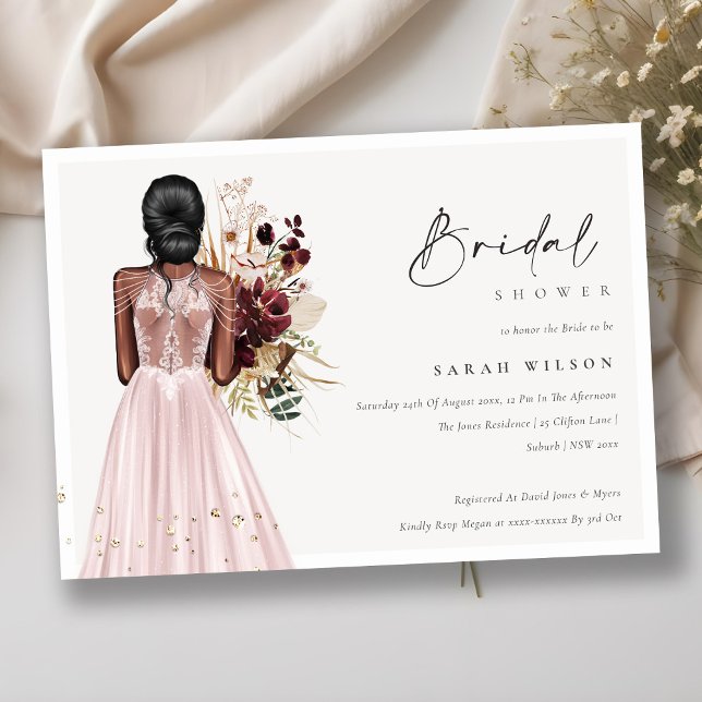 Elegant Blush Wedding Gown Bridal Shower Invite (Creator Uploaded)