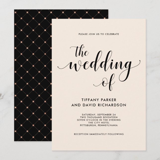 Elegant Blush Wedding Invitation (Front/Back)
