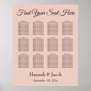 Elegant Blush Wedding Reception Seating Chart