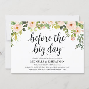 Elegant Blush Wedding Rehearsal Dinner Invites