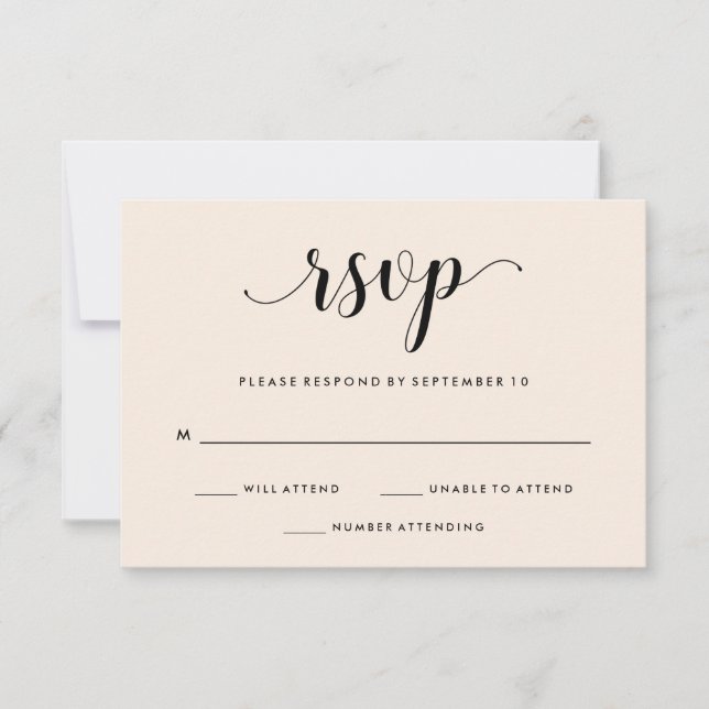 Elegant Blush Wedding RSVP Card (Front)