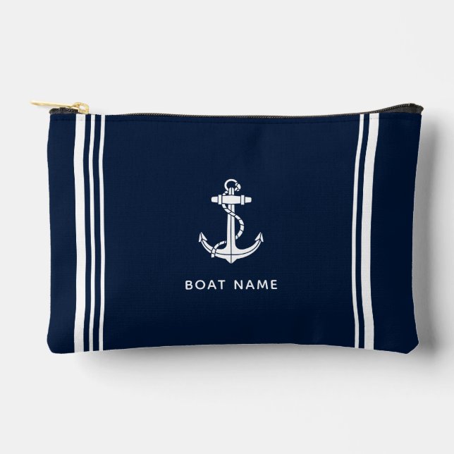 Elegant Boat Anchor and Name Accessory Pouch (Front)