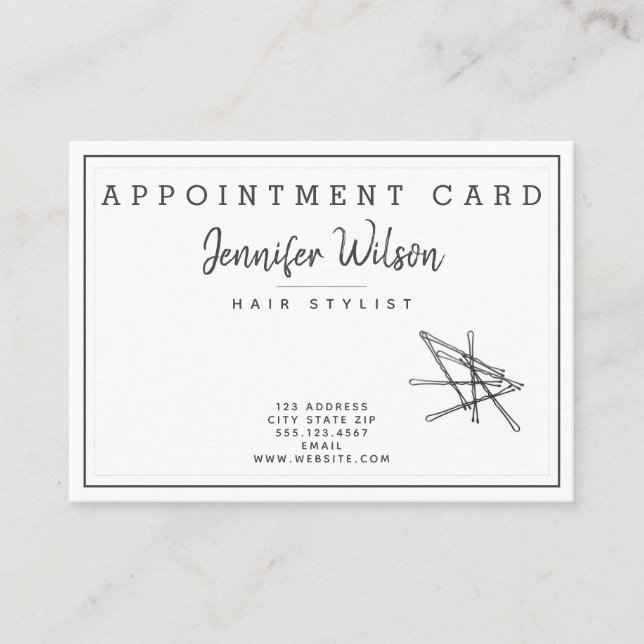 Elegant Bobby Pins - Hairsalon Appointment Business Card (Front)