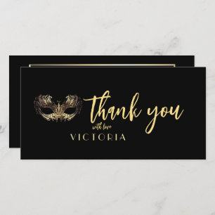 Elegant Bohemian Black gold Masquerade Thank You