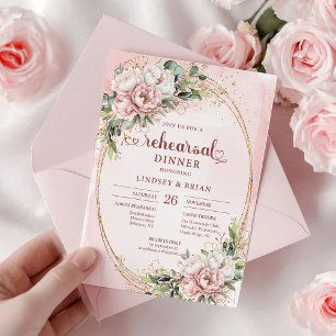 Elegant Bohemian Blush Pink Greenery Rehearsal Invitation