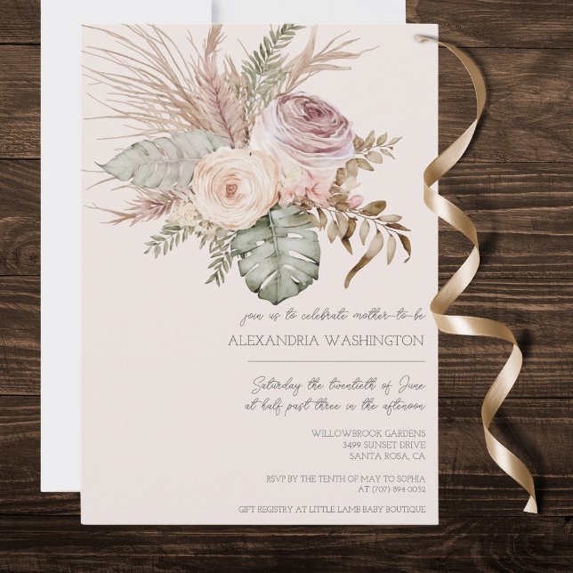 Elegant Bohemian Bouquet Baby Shower  Invitation (Creator Uploaded)