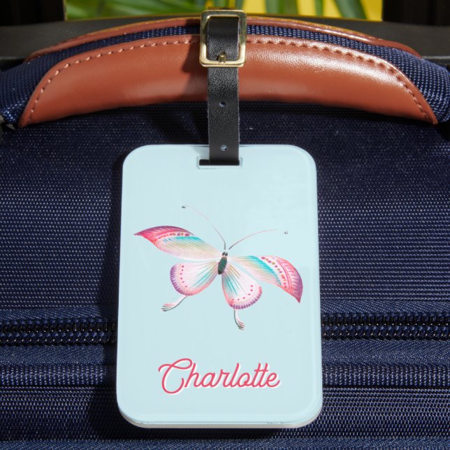 Elegant Bohemian Butterfly Personalised  Luggage Tag (Front Insitu 2)