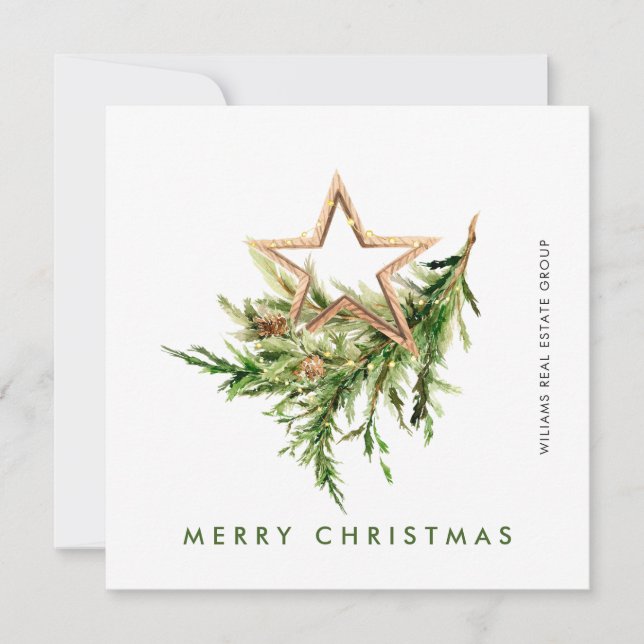 Elegant Bohemian Christmas Composition Corporate Holiday Card (Front)