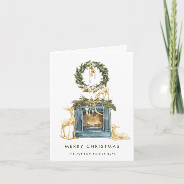 Elegant Bohemian Christmas Composition Greeting Holiday Card (Front)