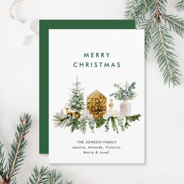 Elegant Bohemian Christmas Composition Greeting Holiday Card (Creator Uploaded)