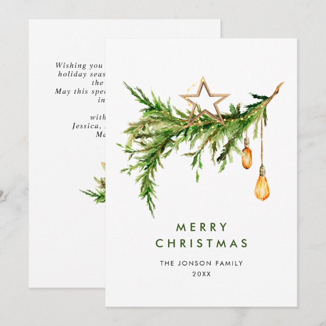 Elegant Bohemian Christmas Composition Holiday Card (Front/Back)