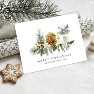 Elegant Bohemian Christmas Composition Holiday Postcard