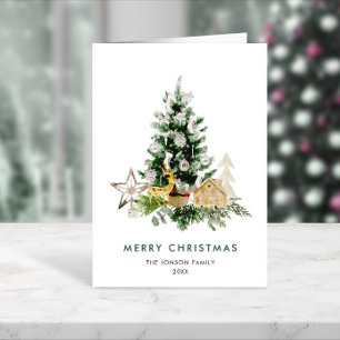 Elegant Bohemian Christmas Pine Tree Greeting Card