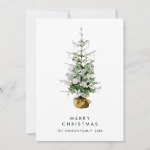 Elegant Bohemian Christmas Pine Tree Greeting Holiday Card