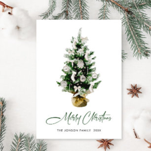 Elegant Bohemian Christmas Pine Tree Greeting Holiday Card