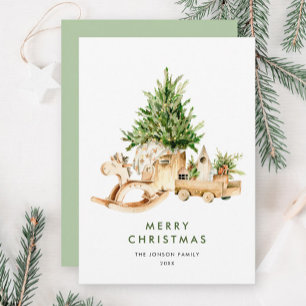 Elegant Bohemian Christmas Tree Composition Holiday Card