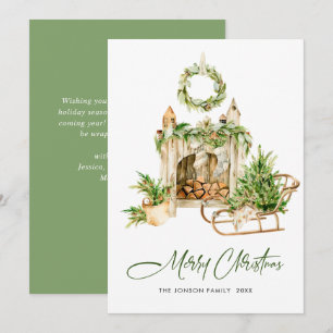 Elegant Bohemian Christmas Tree Composition Holiday Card
