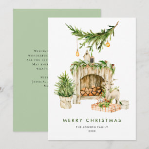 Elegant Bohemian Christmas Tree Composition Holiday Card