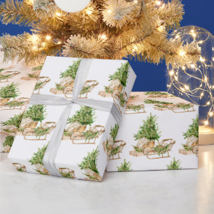 Elegant Bohemian Christmas Tree Composition Wrapping Paper