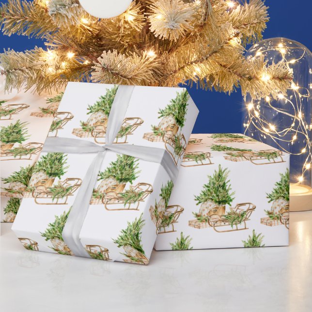 Elegant Bohemian Christmas Tree Composition Wrapping Paper (Holidays)