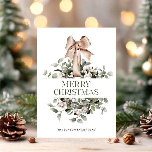 Elegant Bohemian Christmas Wreath Greeting Holiday Card (Creator Uploaded)