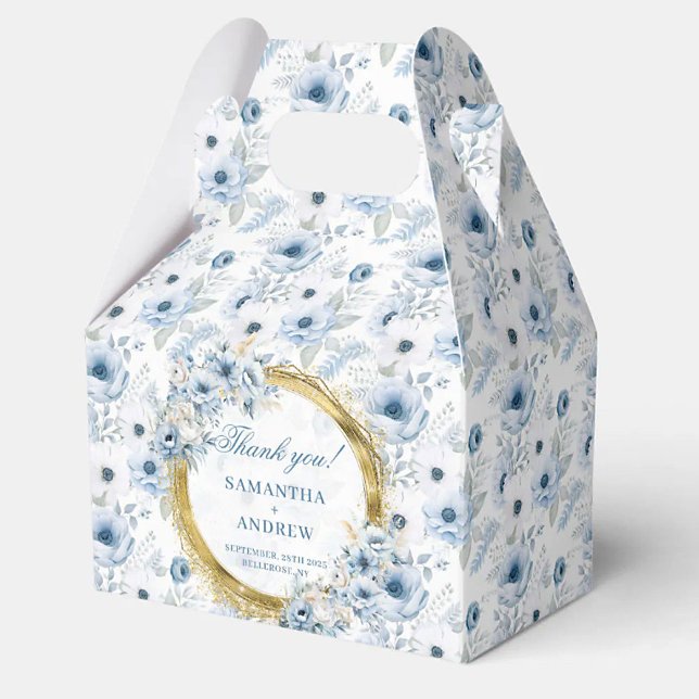 Elegant Bohemian Dusty Blue Gold Wedding Favour Bo Favour Box (Elegant Bohemian Dusty Blue Gold Wedding Favor Box)