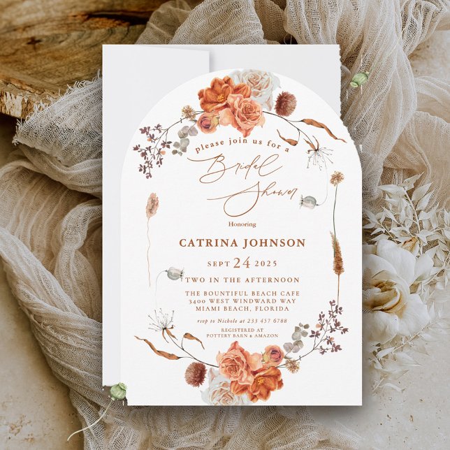 Elegant Bohemian Floral Bridal Shower Invitation (Creator Uploaded)