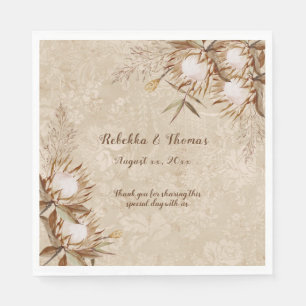Elegant Bohemian Floral King Protea Grasses Napkin