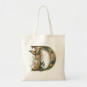 Elegant bohemian floral letter D Tote Bag