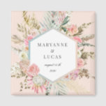 elegant bohemian floral monogram magnet<br><div class="desc">Our "bohemian floral" collection features beautiful blush and light teal floral with ample dry foliage on pastel backgrounds of your choice. Paired with a combination of elegant script for all your personal information we are positive that you are going to love to mix and match different items from this collection....</div>