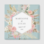 elegant bohemian floral monogram magnet<br><div class="desc">Our "bohemian floral" collection features beautiful blush and light teal floral with ample dry foliage on pastel backgrounds of your choice. Paired with a combination of elegant script for all your personal information we are positive that you are going to love to mix and match different items from this collection....</div>