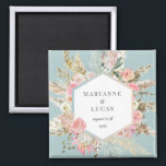 elegant bohemian floral monogram magnet<br><div class="desc">Our "bohemian floral" collection features beautiful blush and light teal floral with ample dry foliage on pastel backgrounds of your choice. Paired with a combination of elegant script for all your personal information we are positive that you are going to love to mix and match different items from this collection....</div>