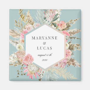 elegant bohemian floral monogram magnet