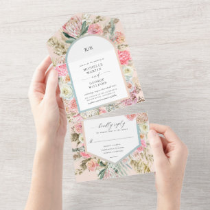 Elegant Bohemian Floral (No ENV Needed) All In One Invitation