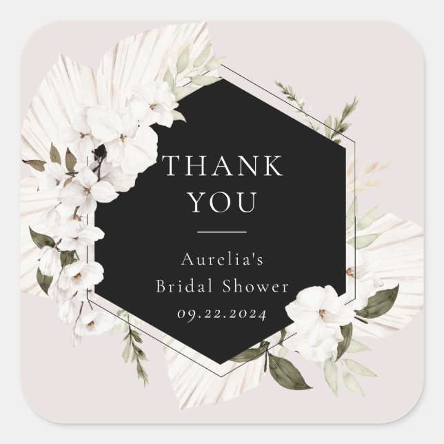 Elegant Bohemian Floral Square Sticker (Front)