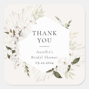 Elegant Bohemian Floral Square Sticker
