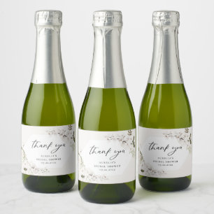 Elegant Bohemian Floral Thank You Sparkling Wine L Label